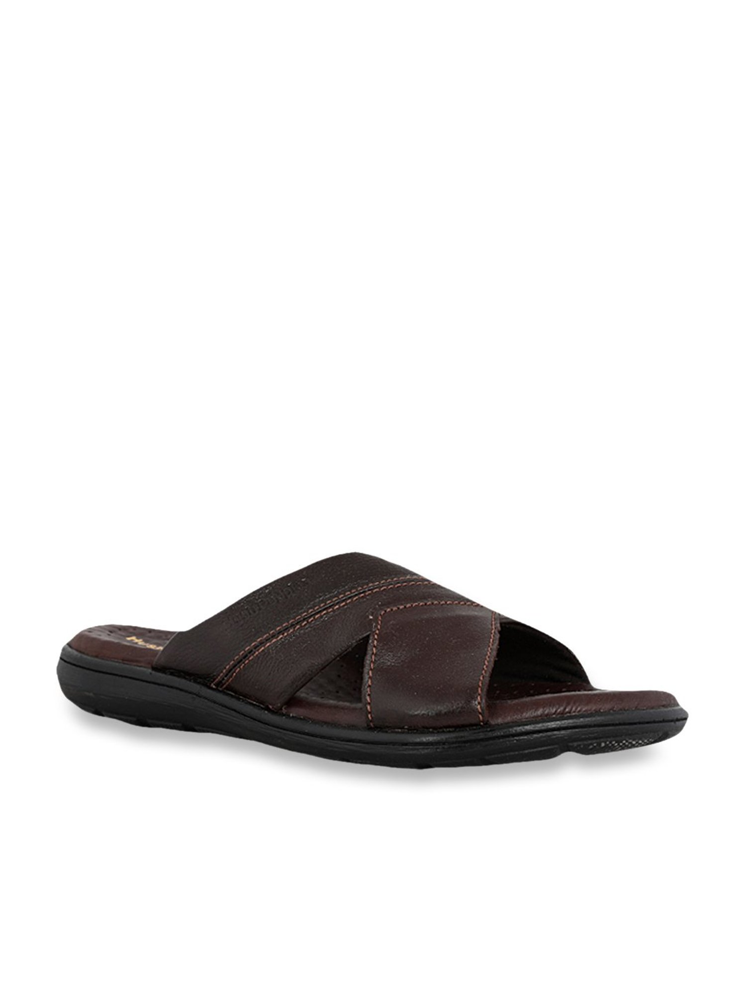 Hush Puppies by Bata Men's Charles Dark Brown Cross Strap Sandals