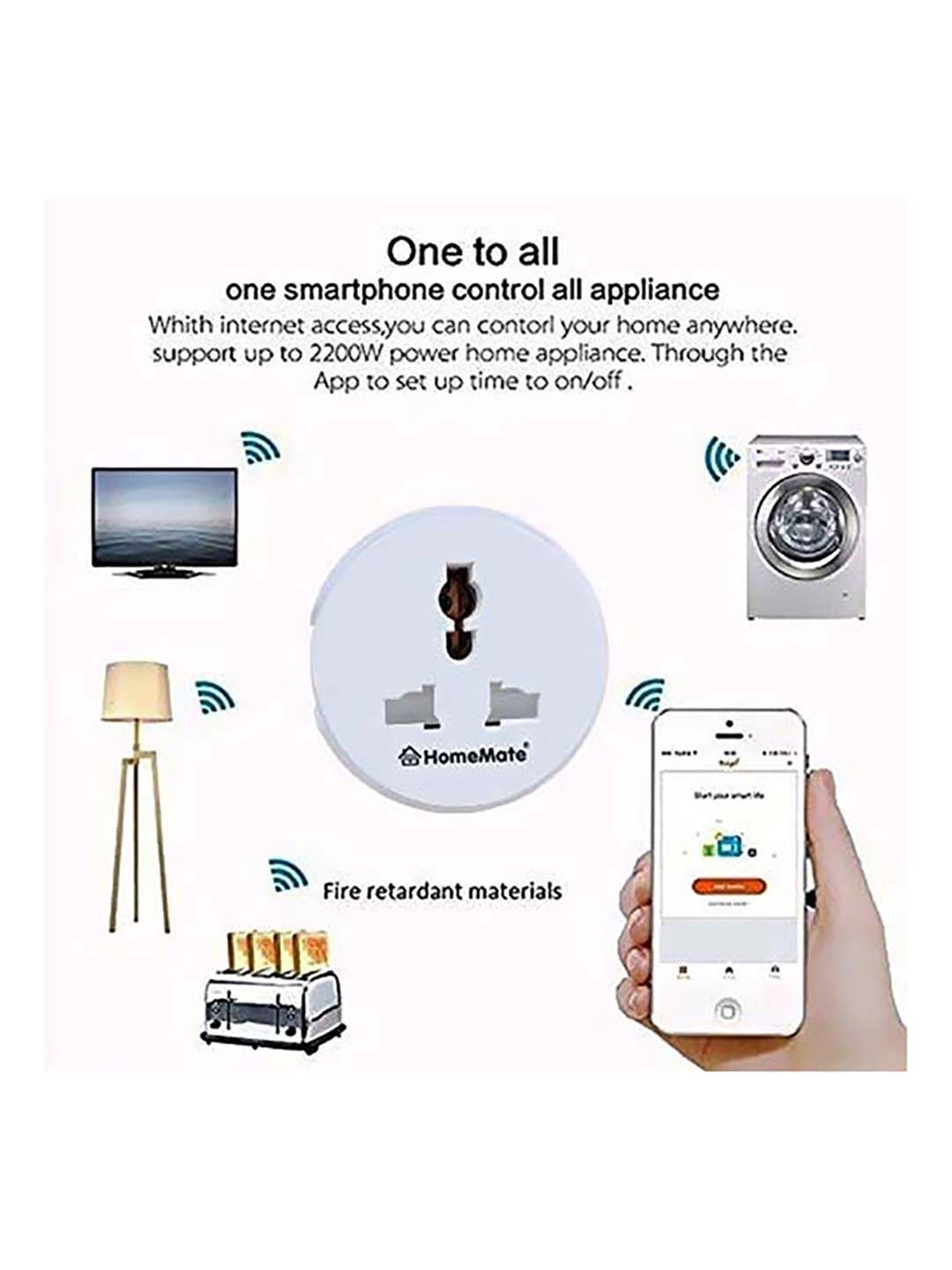 HomeMate WiFi Smart Plug 10A Socket (White)