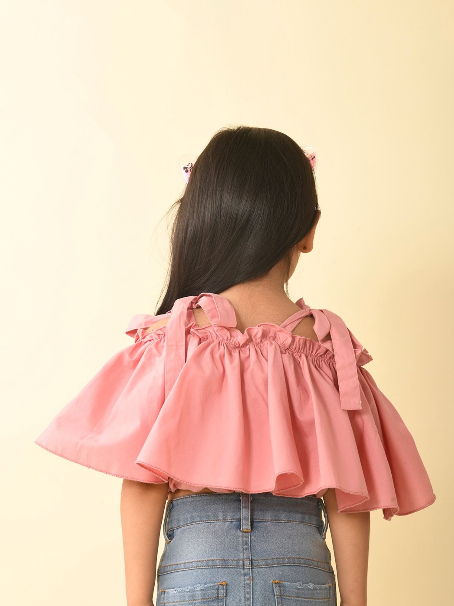 LilPicks Kids Pink Solid Crop Top
