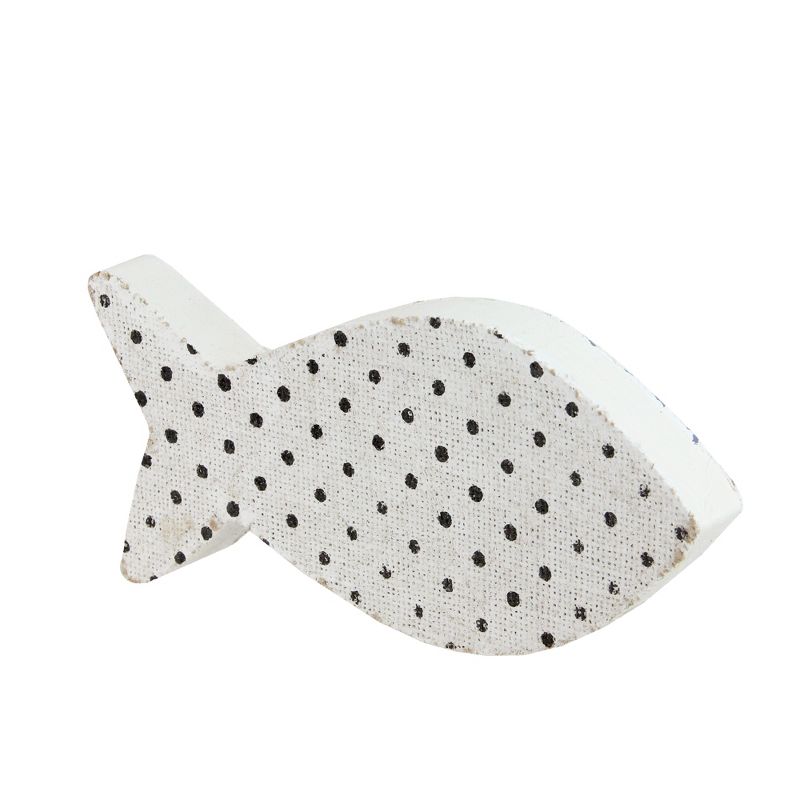 Northlight 10" Cape Cod Inspired Table Top White and Black Polka Dot Fish Decoration
