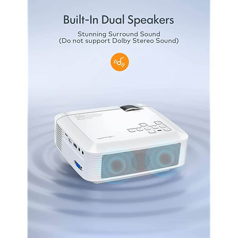 Mini Projector  3800L Brightness Projector Support 1080P 180quot Display Portable Movie Projector 45000Hrs LED Life and Compatible with TV Stick PS4 HDMI TF AV USB for Home Entertainment