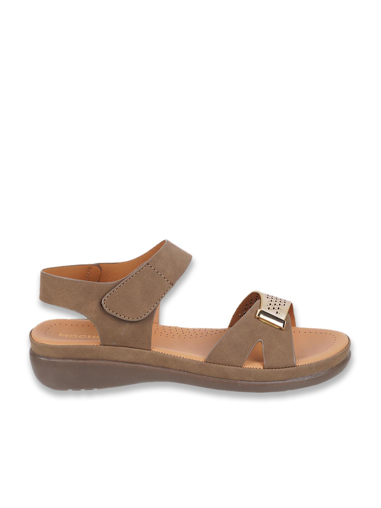 Mochi Women's Brown Ankle Strap Wedges