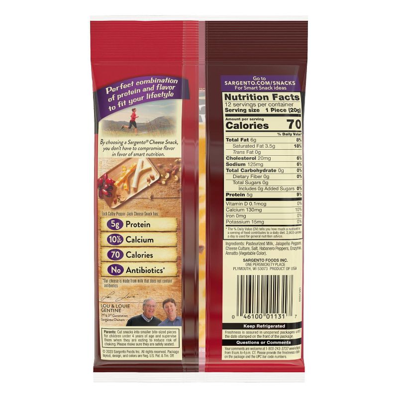 Sargento Natural Colby-Pepper Jack Cheese Sticks - 8.4oz/12ct