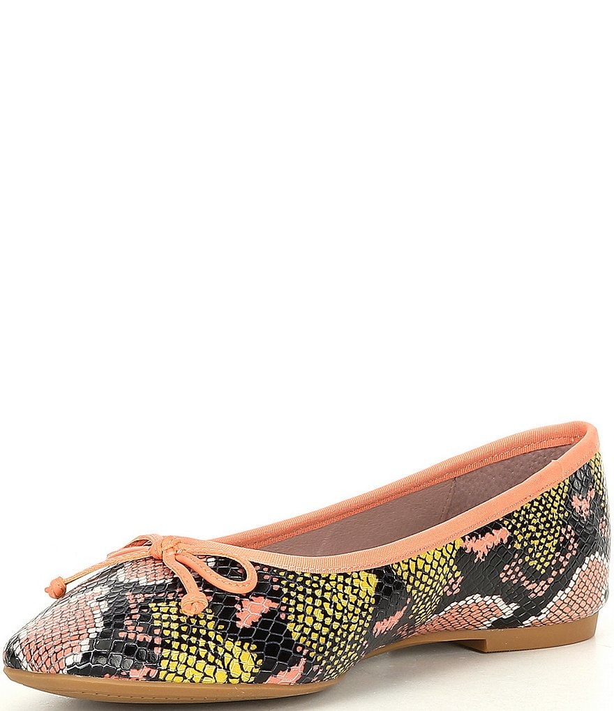 Deltan Quinn Snake Print Square Toe Ballet Flats
