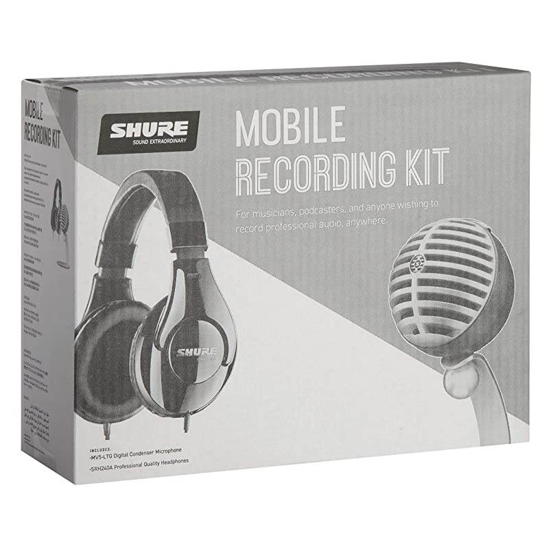 Mobile Recording Kit with SRH240A Headphones and MV5 Microphone including Lightning and USB Cables