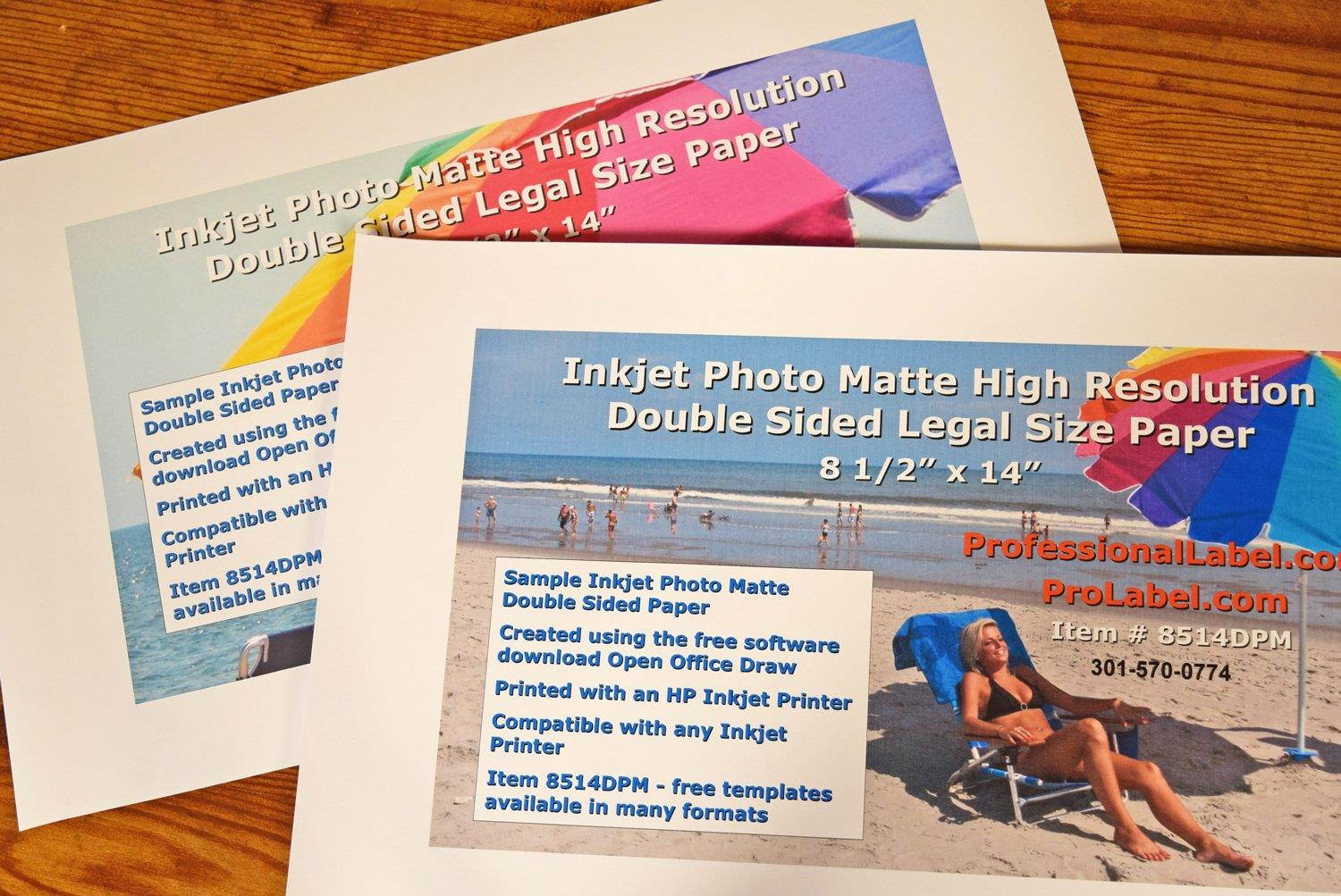 Photo Quality Matte Inkjet Paper 8.5 x 14 Legal Size 2 Sided 50 Sheets #8514DPM
