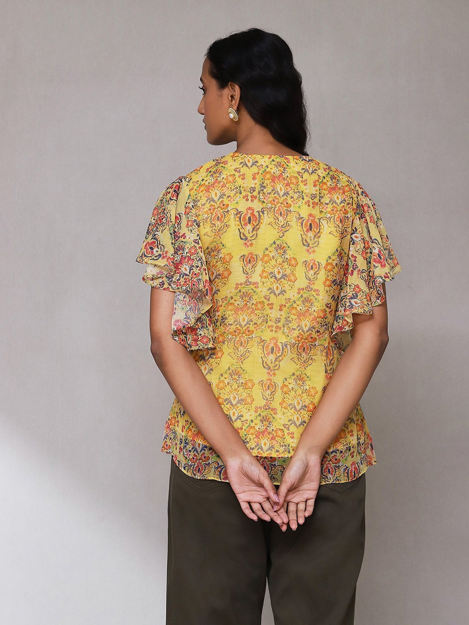 aarke Ritu Kumar Yellow Printed Top
