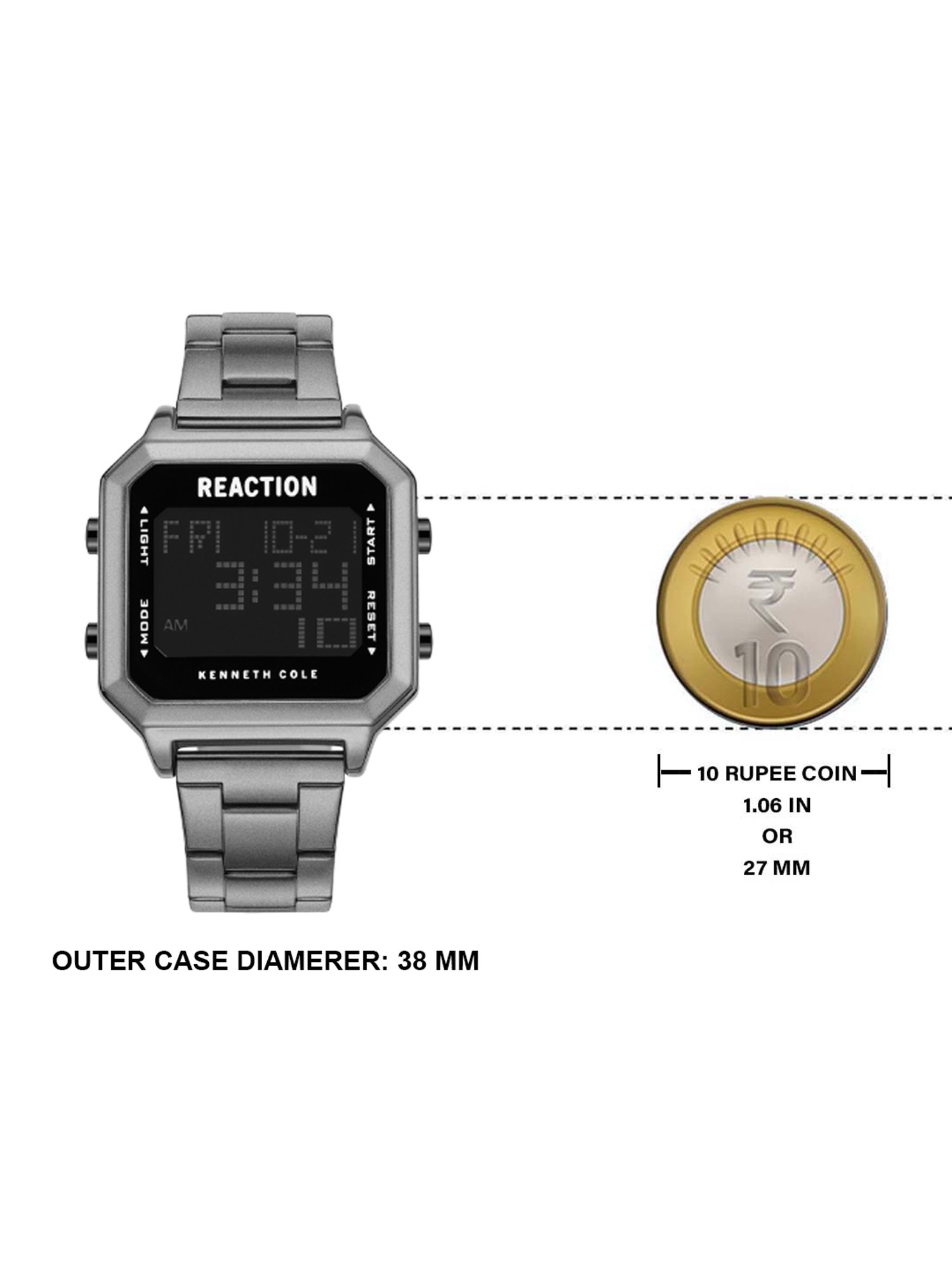 REACTION KENNETH COLE  Unisex Digital Stainless Steel Strap Watch  - KRWGJ9007808