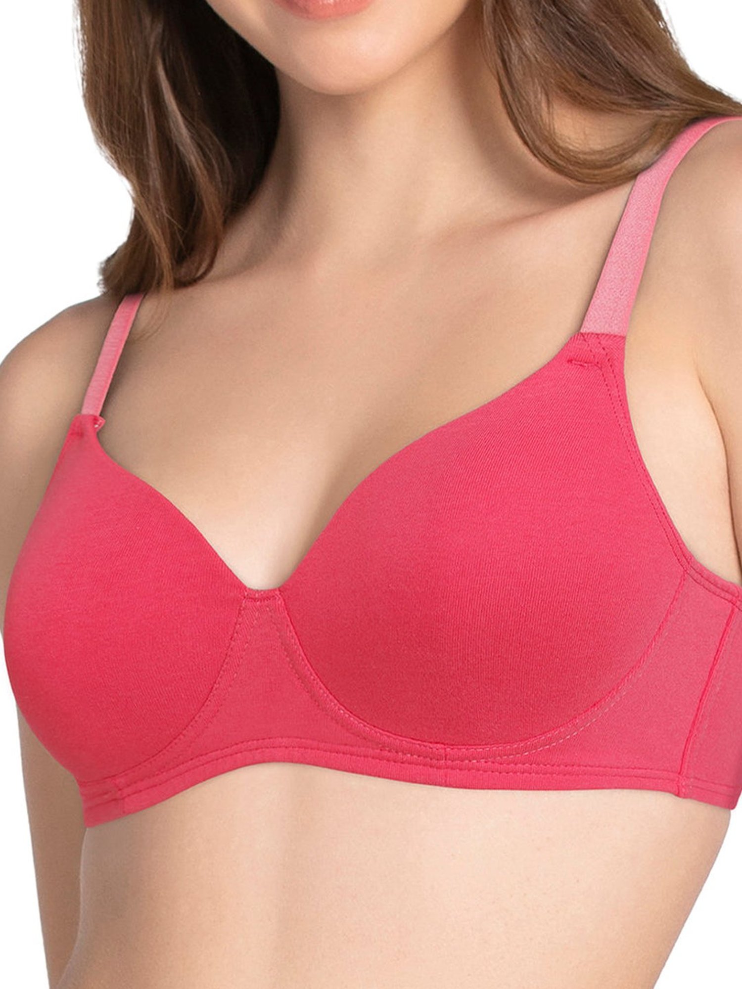 Amante Coral Pink Cotton Padded T-Shirt Bra