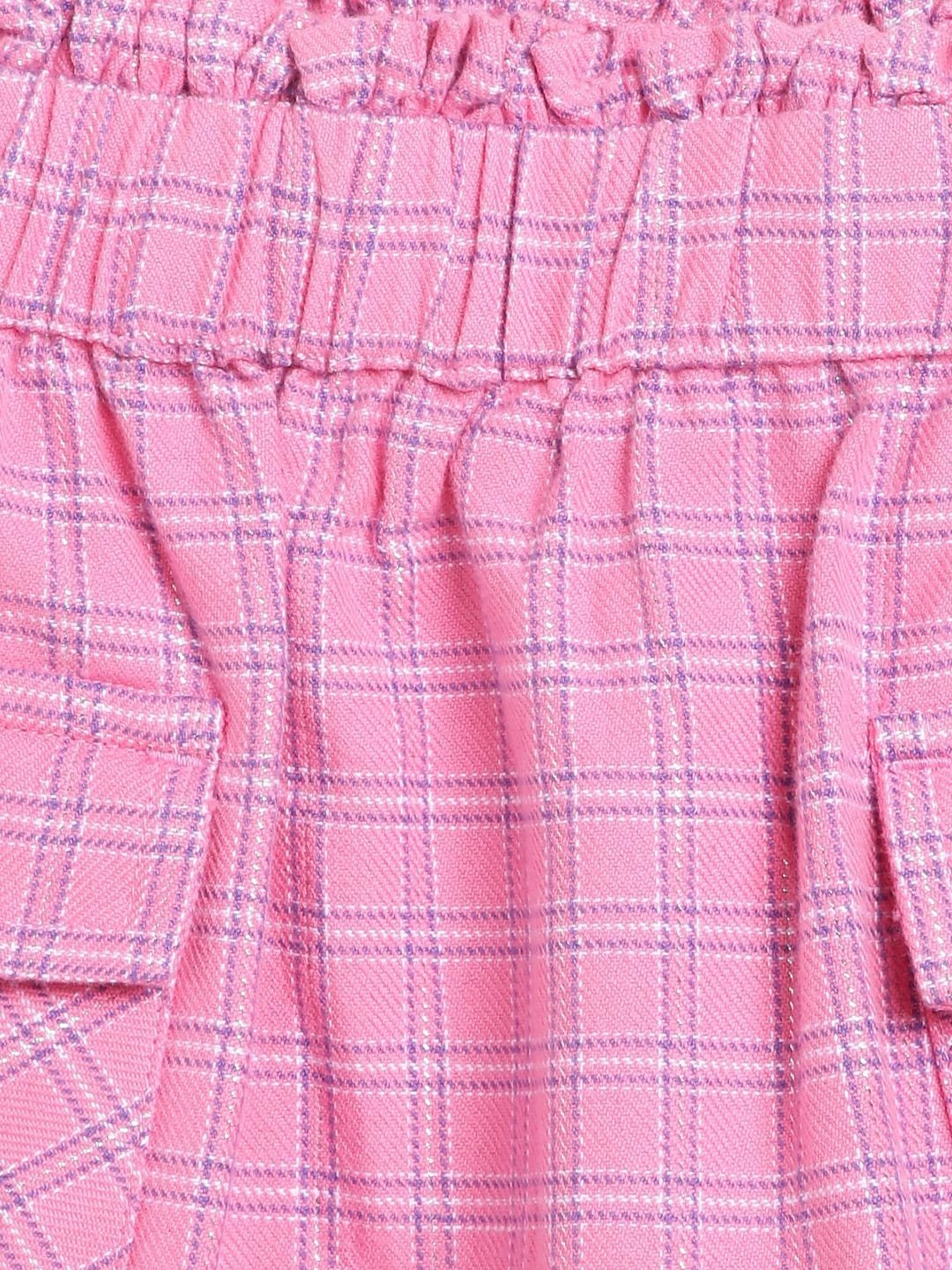 Elle Kids Pink Cotton Chequered Skirt