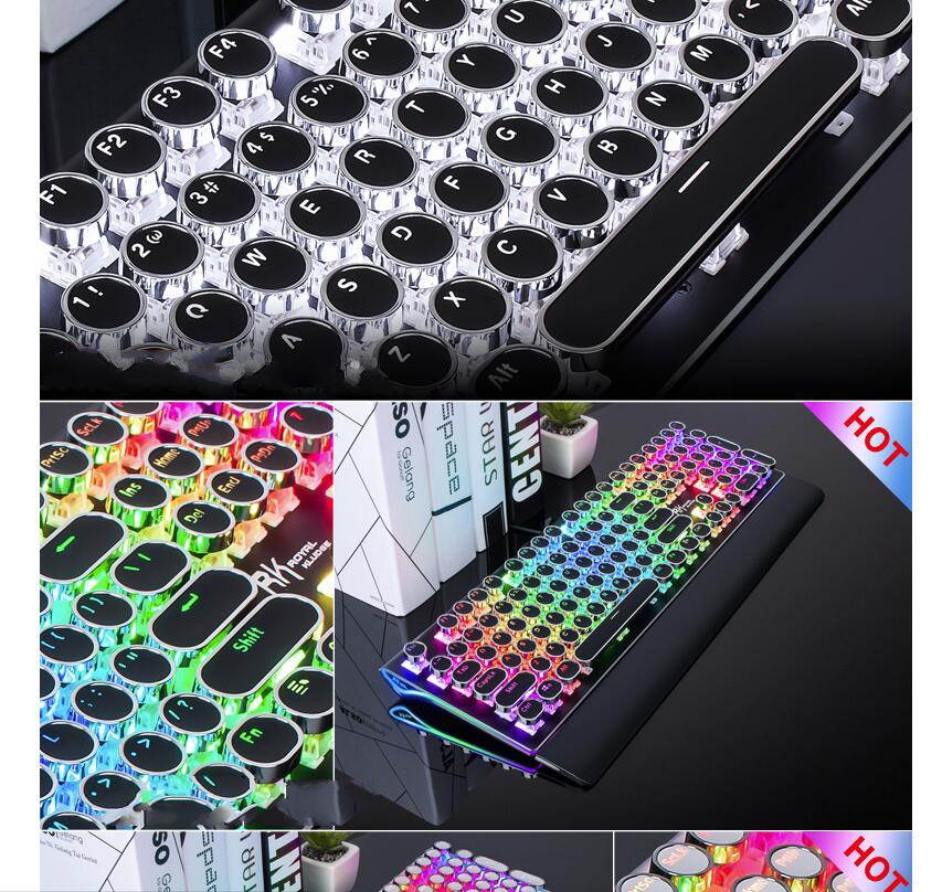 Royal Kludge RKS108 Retro Punk Version RGB Backlit USB Wired Mechanical Gaming Keyboard, N-key Rollover