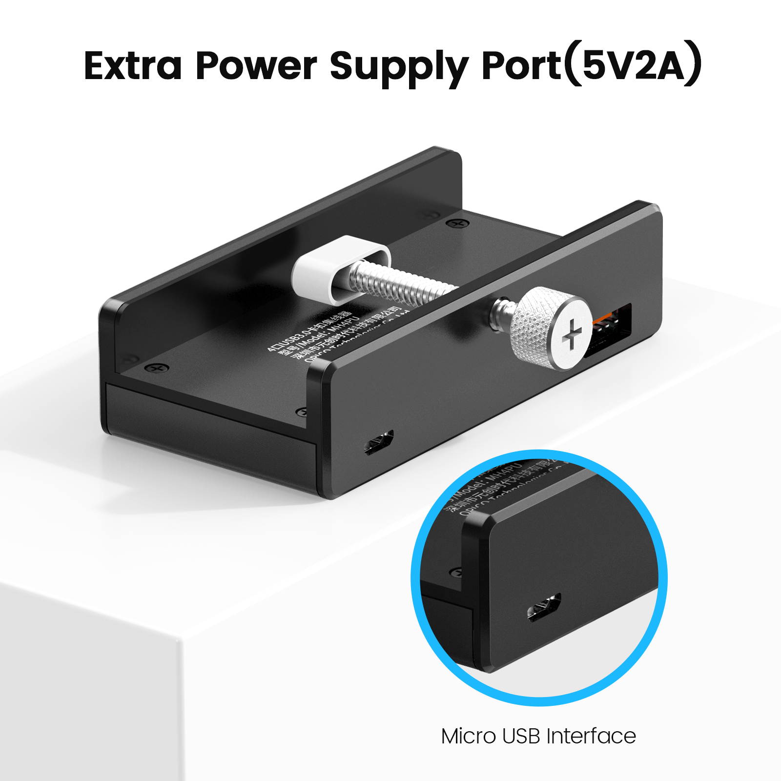 ORICO MH2AC-U3 Aluminum 2 Ports USB 3.0 Clip-type HUB With SD Card Reader For Desktop Laptop Clip Range 10-32mm With 4.95FT ( 1.5Meter) Date Cable - Silver