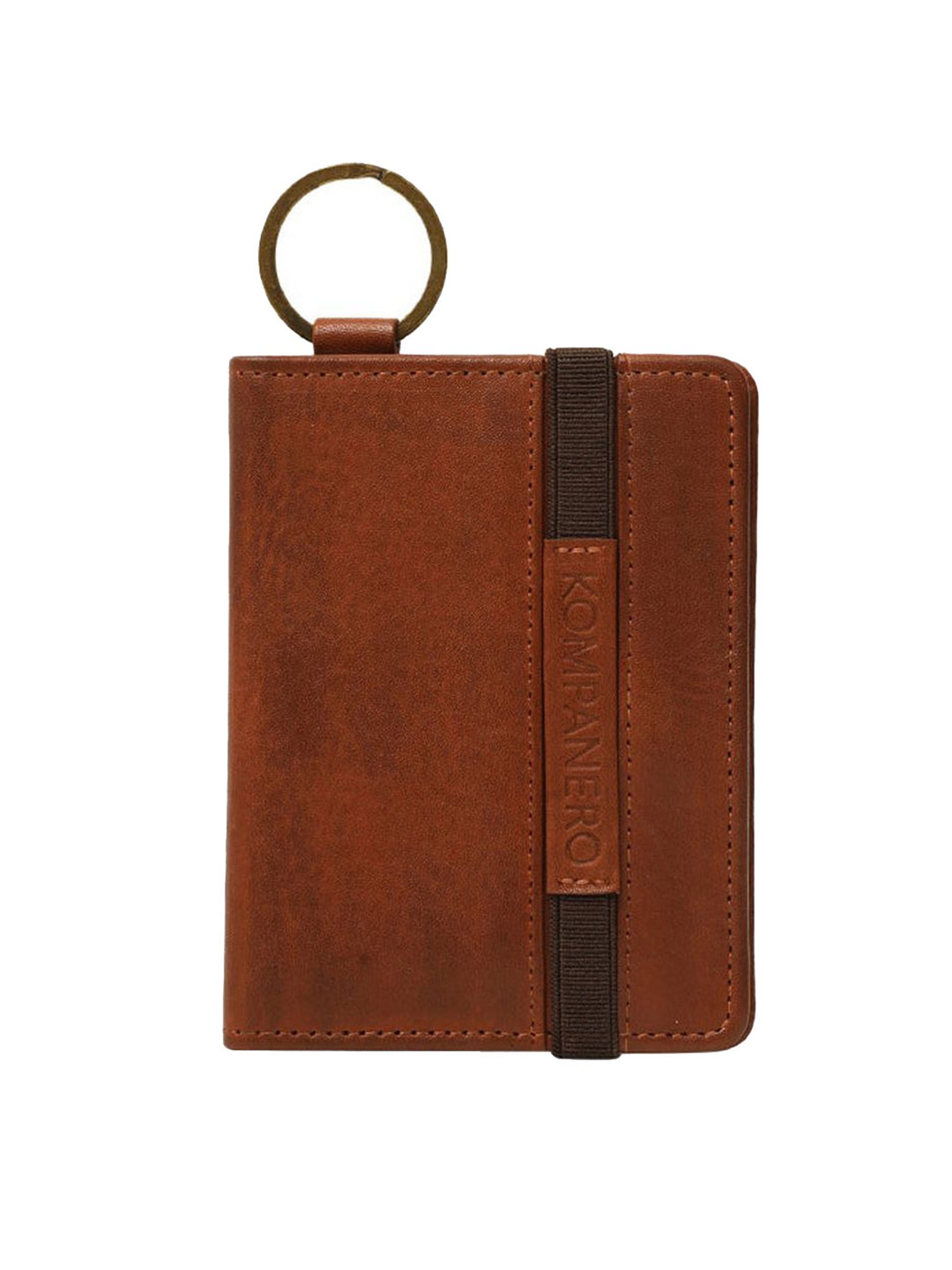KOMPANERO Jaxon Cognac Leather Textured Bi-Fold Wallet