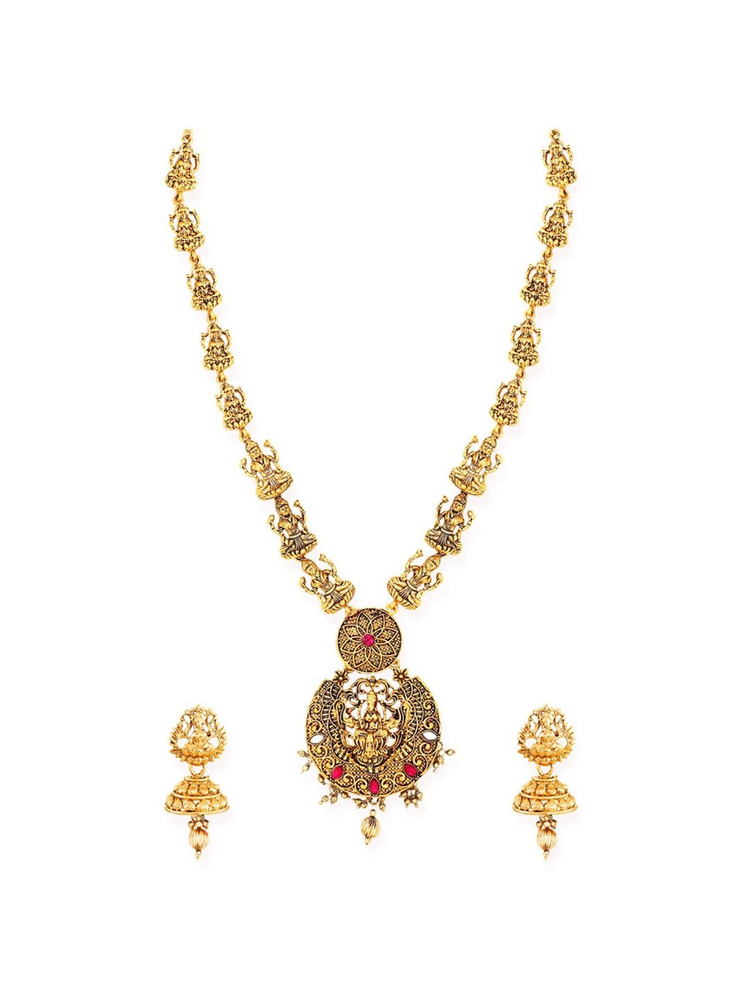 Zaveri Pearls Antique Gold Alloy Necklace & Earring Set