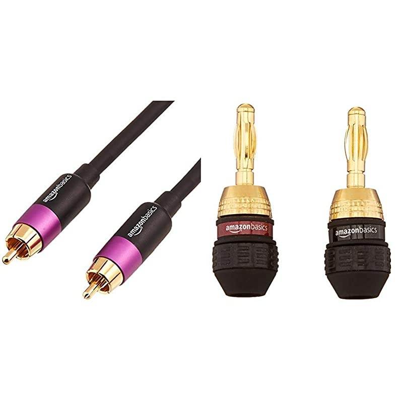 Basics Banana Plugs - 12 pairs & Subwoofer Cable - 15 Feet