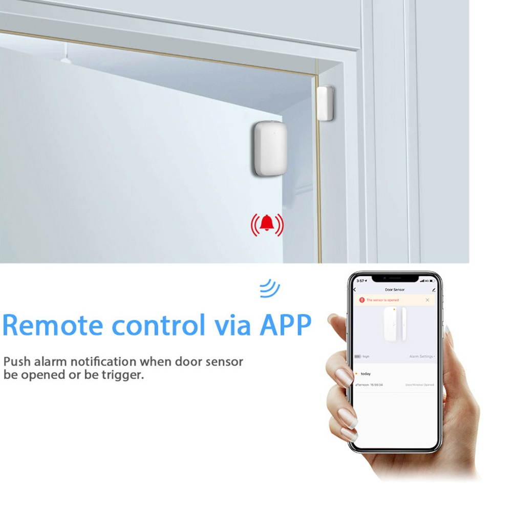 1 Set Magnetic Door Sensor Detector Intelligent ZigBee Door Sensor App Alerts Reminder for Home (White)