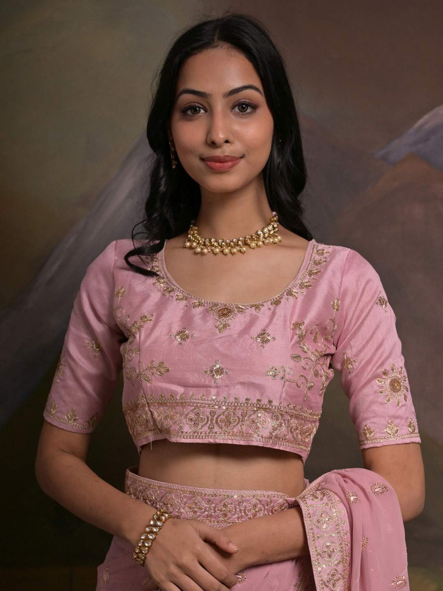 Saree Mall Pink Embroidered Saree With Unstitched Blouse