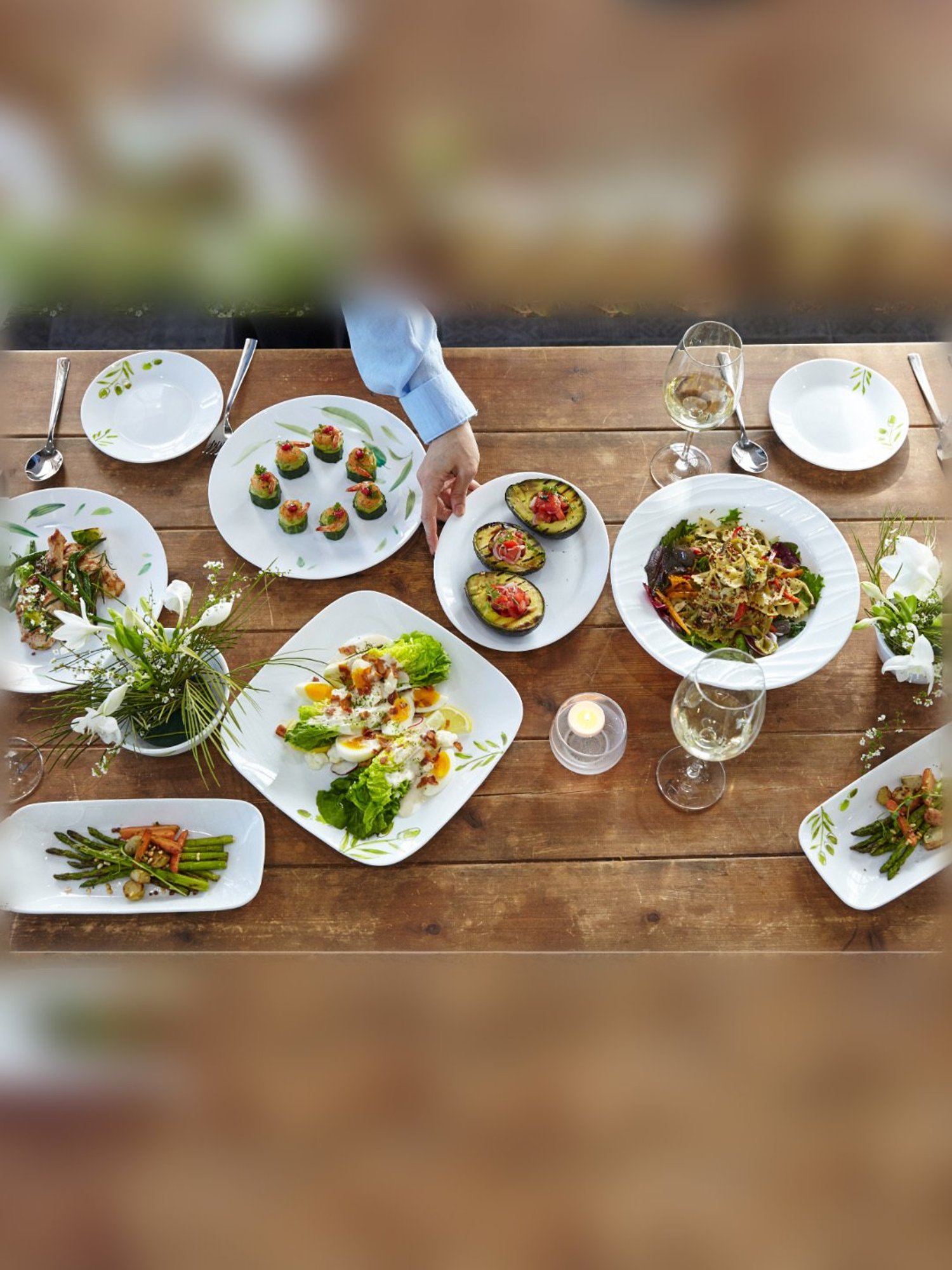 Corelle Asia Dancing Leaves 22.9cm Square Round Medium Plate Pack of 6