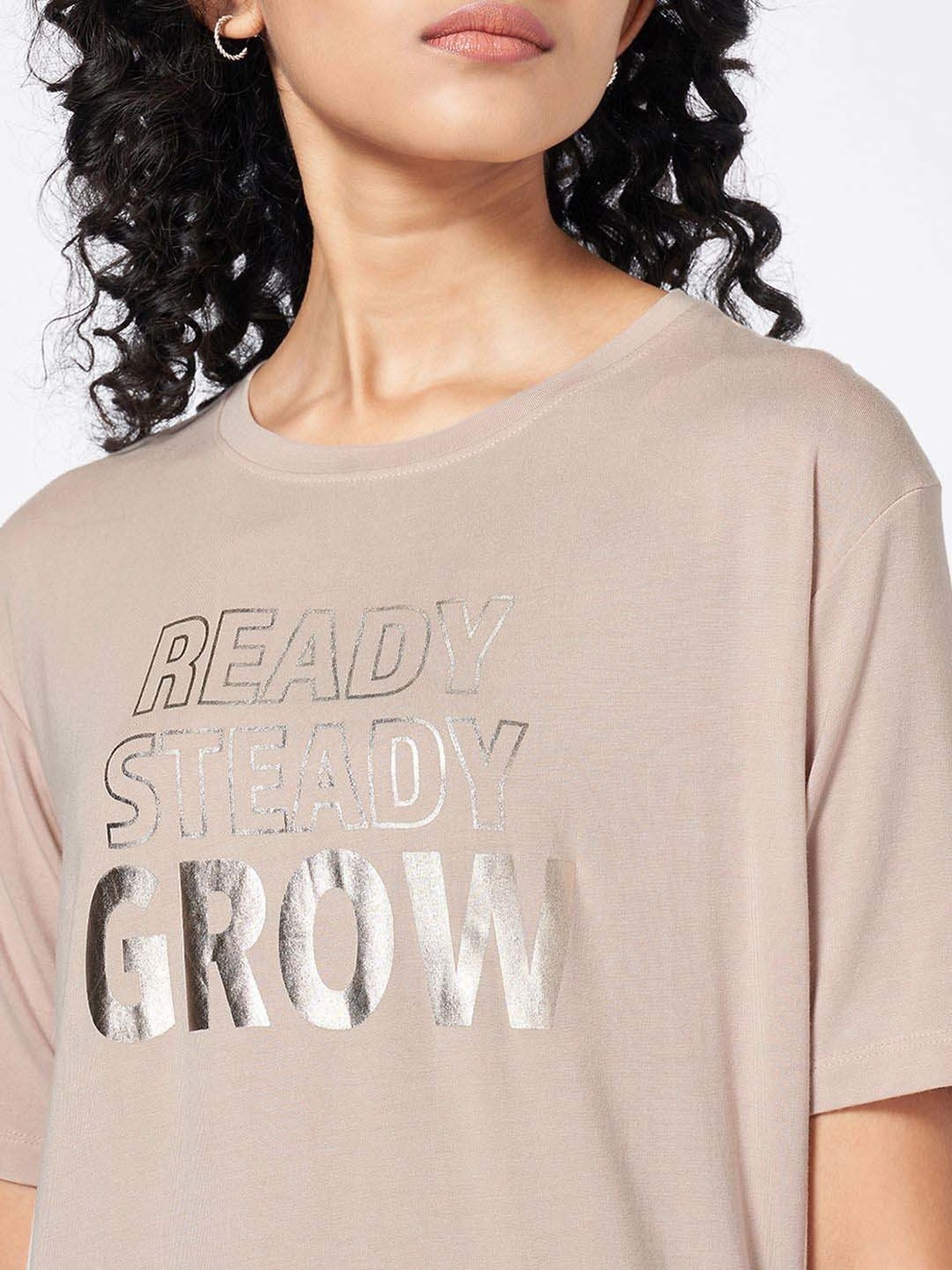 Ajile by Pantaloons Beige Printed T-Shirt