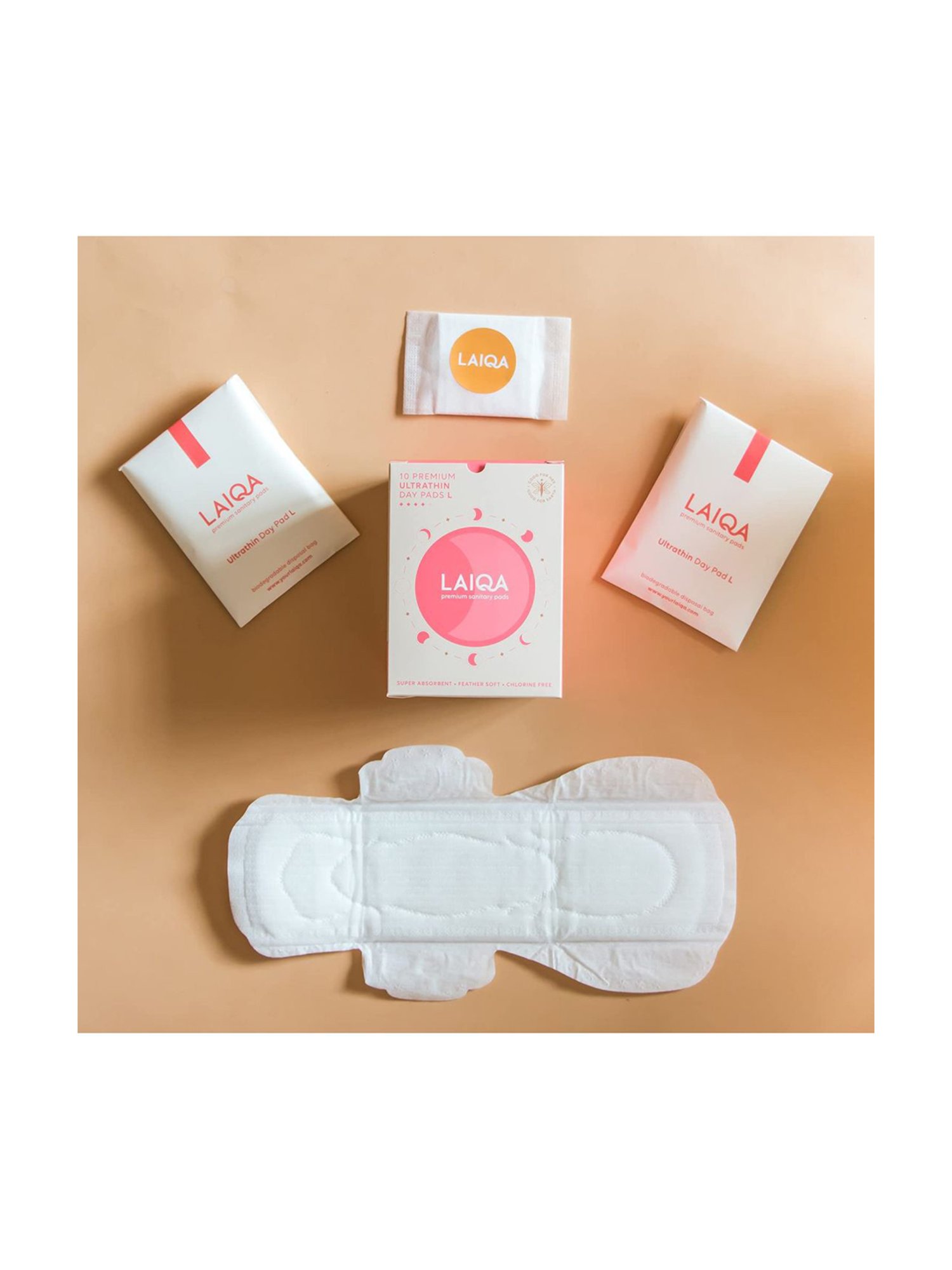 LAIQA Moderate Flow Large Day Pads (Pack of 2) - 20 Pads