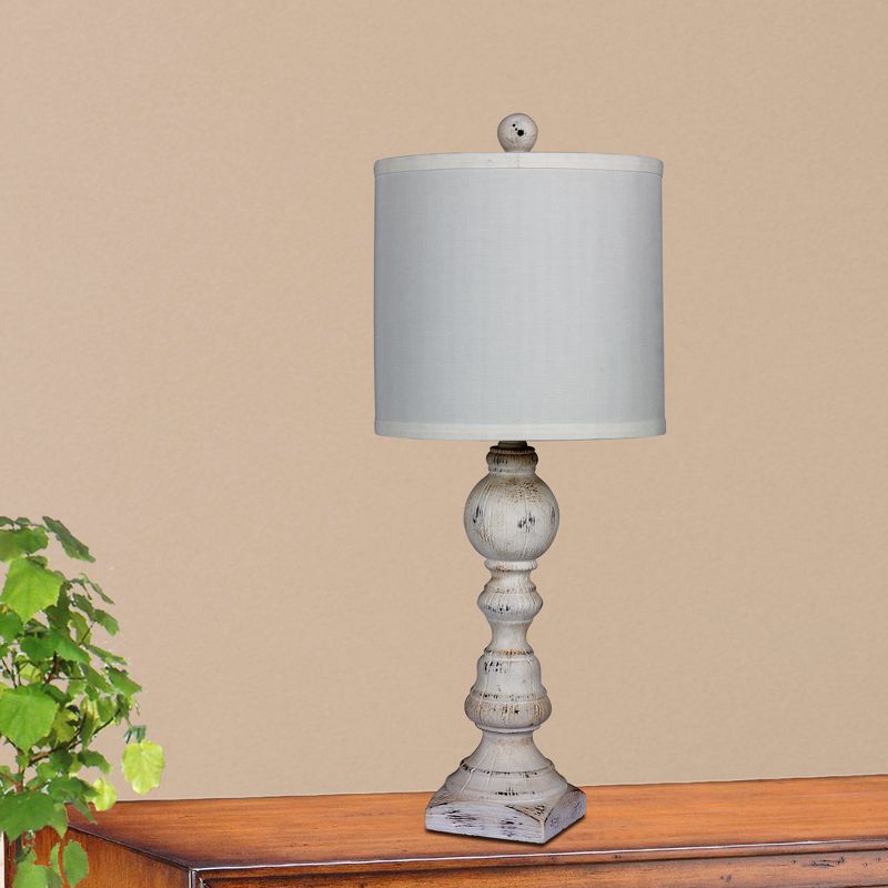 2pk Distressed Balustrade Resin Table Lamps White  - Fangio Lighting