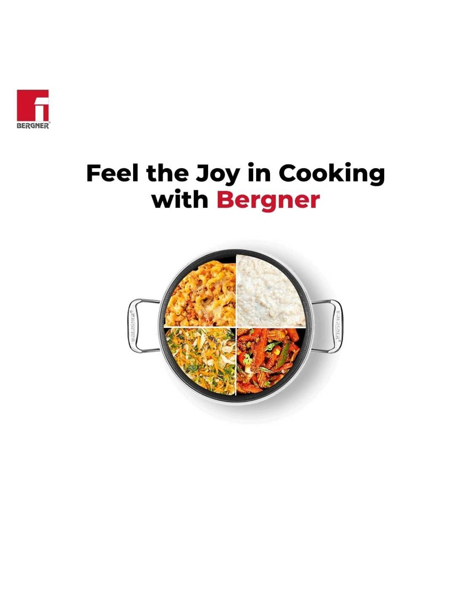 Bergner Hitech Triply Silver Stainless Steel Non Stick 32 cm Casserole With Glass Lid (11.8 L)