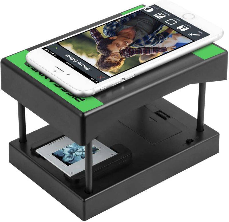 Mobile Film and Slide Scanner, Converts 35mm Slides & Negatives into Digital Photos with Your Smartphone Camera, Interesting Presents and Toys with LED Backlight(2AA Batteries not Included)