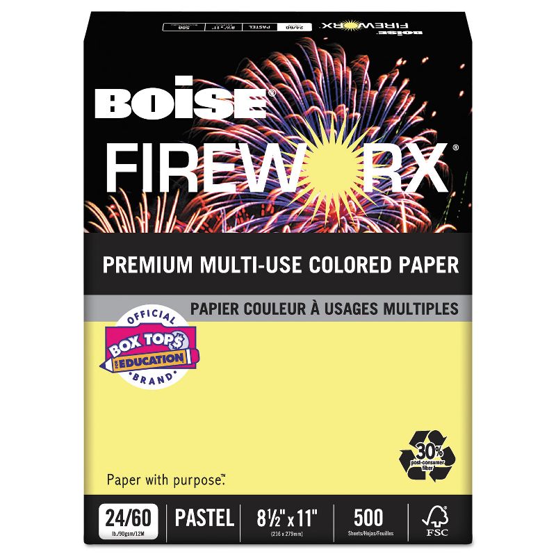 Boise FIREWORX Colored Paper 24lb 8-1/2 x 11 Crackling Canary 500 Sheets/Ream MP2241CY