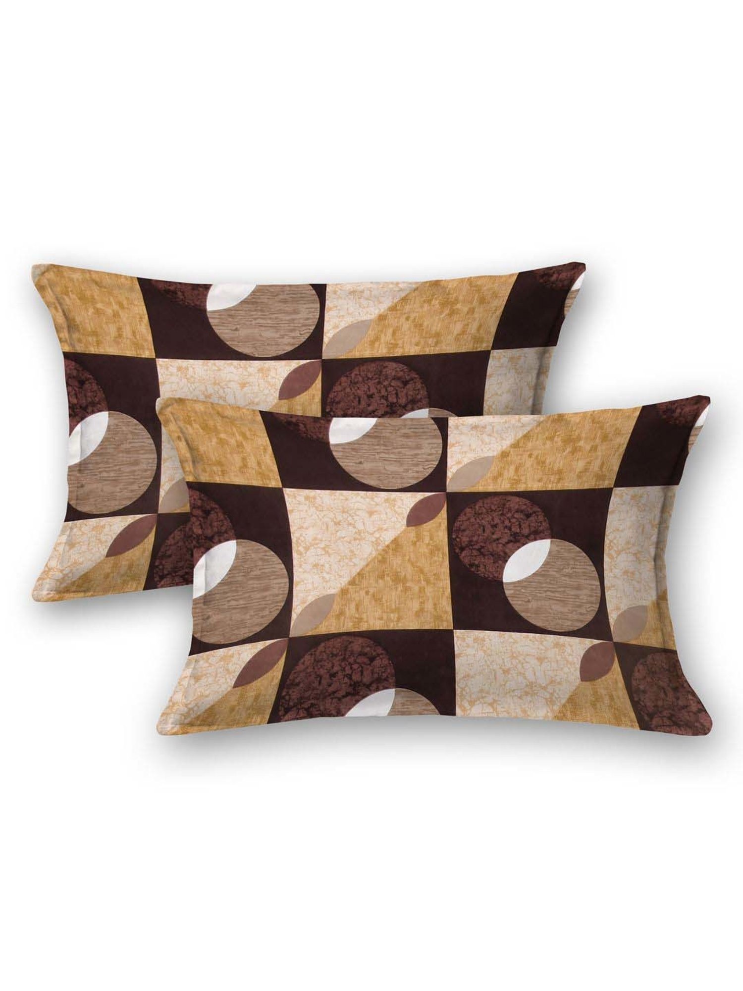 Living Roots Brown & Beige Polyester 120 TC Queen Bedsheet with 2 Pillow Covers