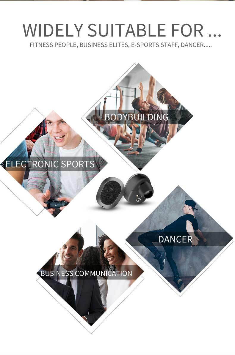 Fineblue Fblue XS Wireless Bluetooth 5.0 Headset Earbud Sound Binaural Mini Earphones With Magnetic Charging Socket (Red)