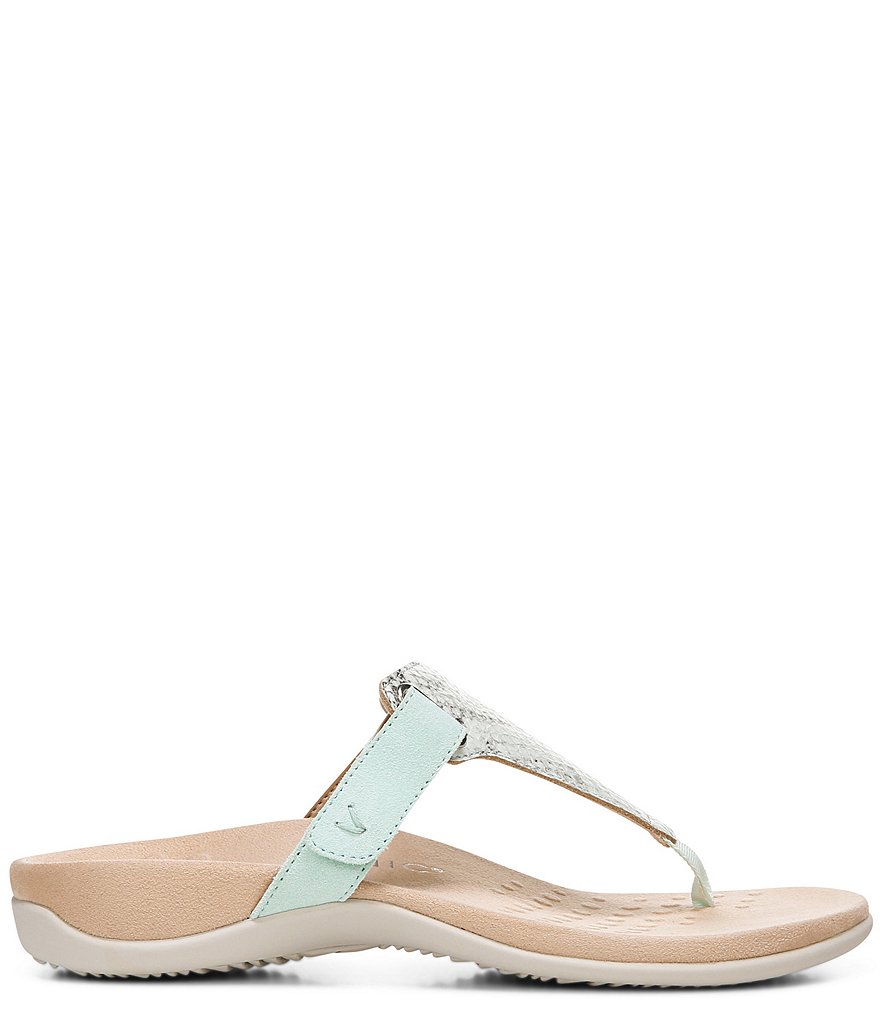 Vionic Wanda Snake Embossed T-Strap Sandals