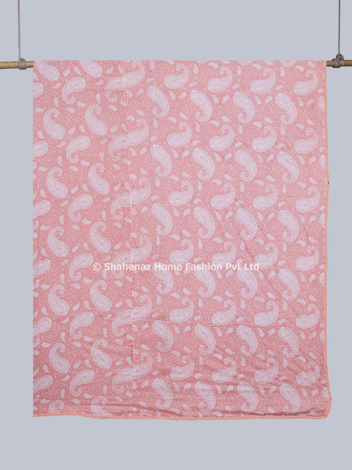 Shahenaz  Paisley Orange Cotton Single Reversible Dohar