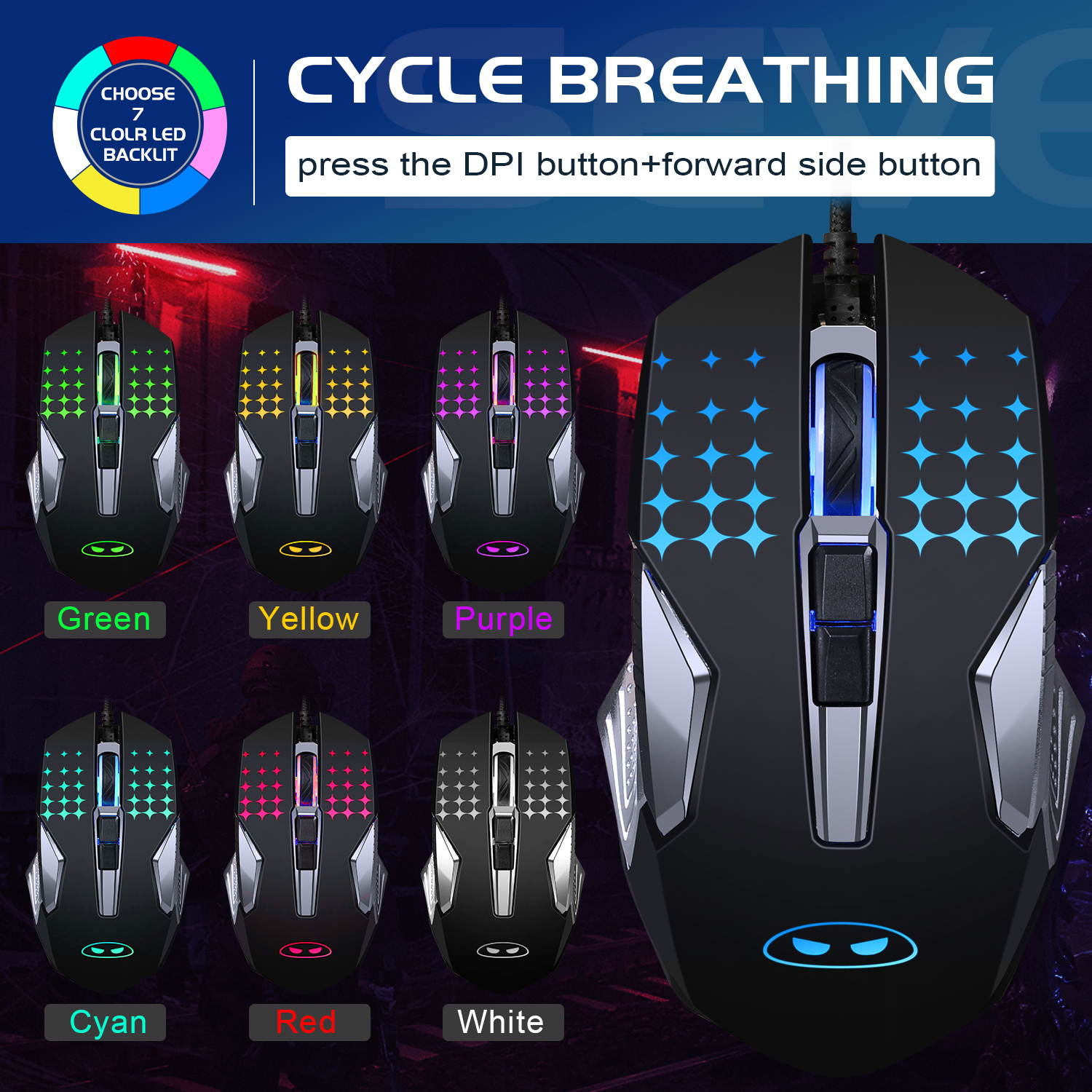 Mechanical Gaming Keyboard and Mouse Combo, MageGee MK-Storm 104 Keys Rainbow Backlit Keyboards, Black Switches, 7 Button Mouse Wired for PC Gamer Computer Laptop