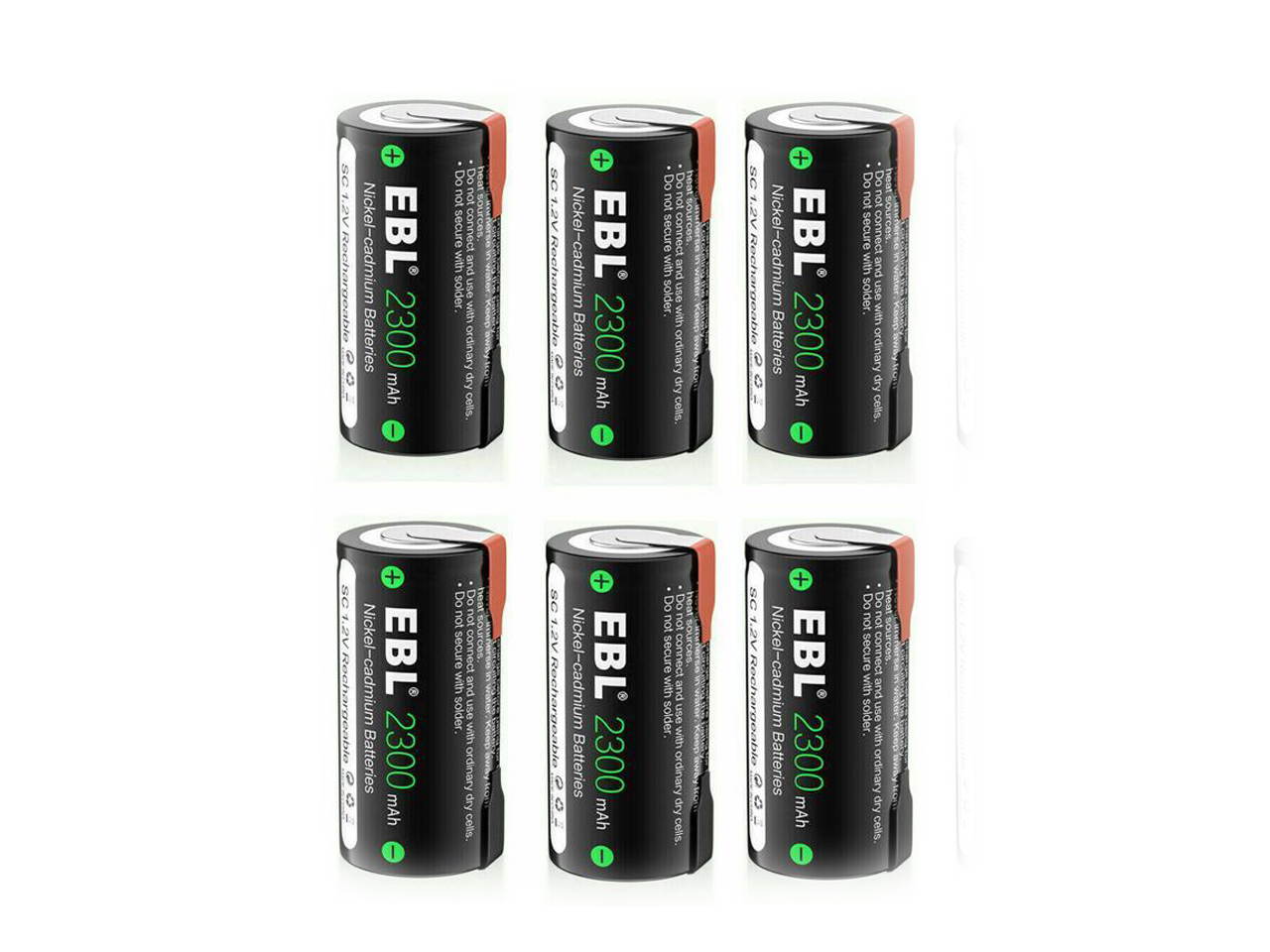 EBL 8 Piece Sub SC Cell 2300mAh Ni-Cd Rechargeable Batteries with tab for Power Tool