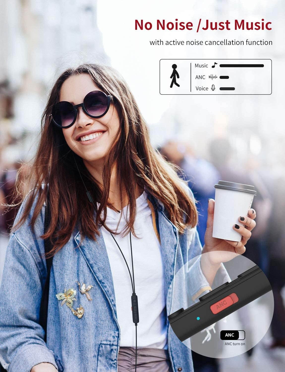 dyplay USB C Headphones Active Noise Cancelling in-Ear Headphones with ANC & MEMS Mic Hi-Fi Stereo Wired Earbuds Compatible with New iPad Samsung HTC Huawei Google Pixel 3/2/XL Xiaomi