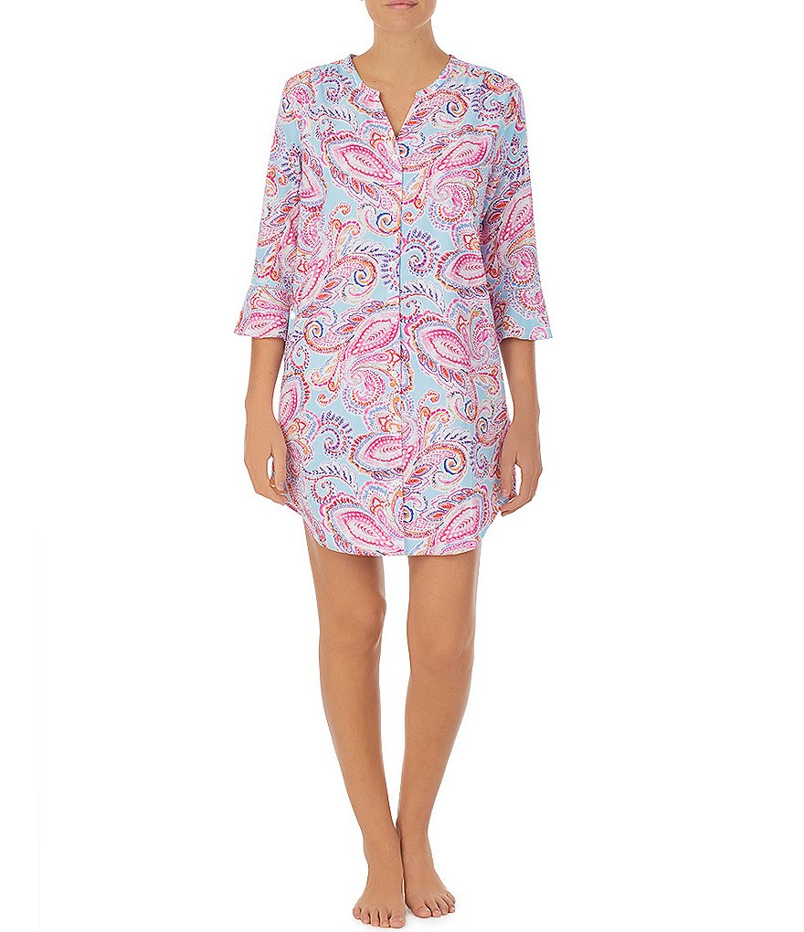 Sleep Sense Wallpaper Printed Short Sleeve Jersey Knit Sleepshirt