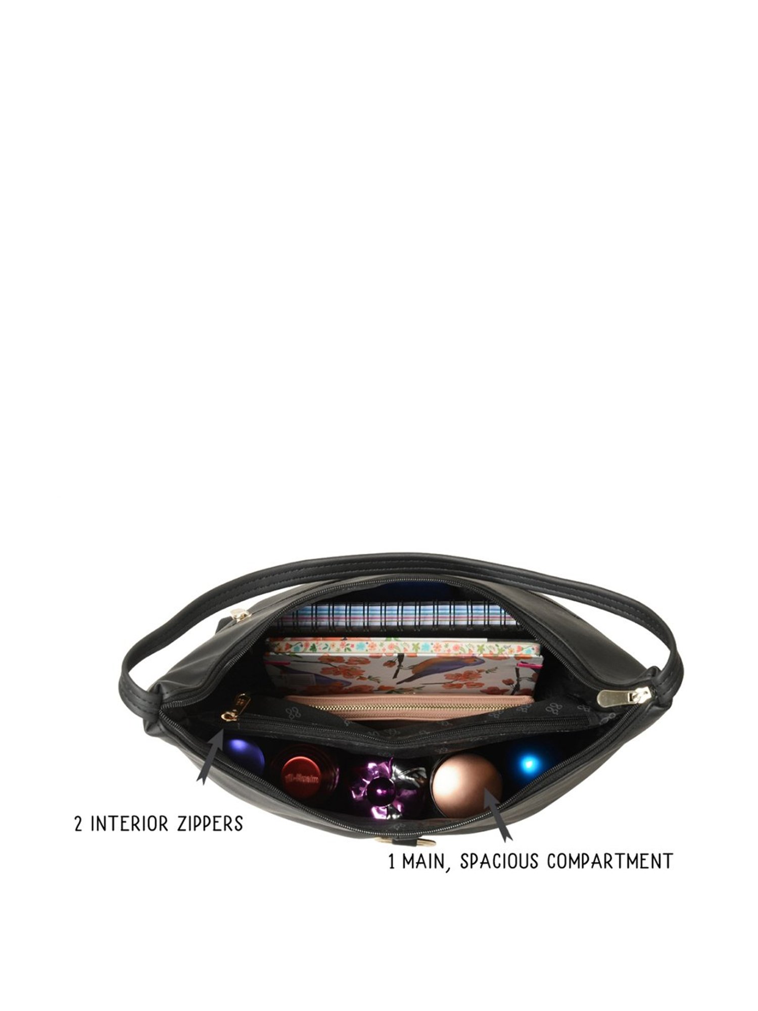 Baggit Black Solid Medium Hobo Handbag