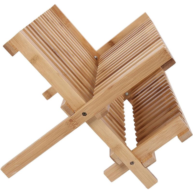 Juvale 2 Tier Bamboo Drying Dish Rack for Kitchen, Collapsible and Compact (13 x 18 x 9.8 in)