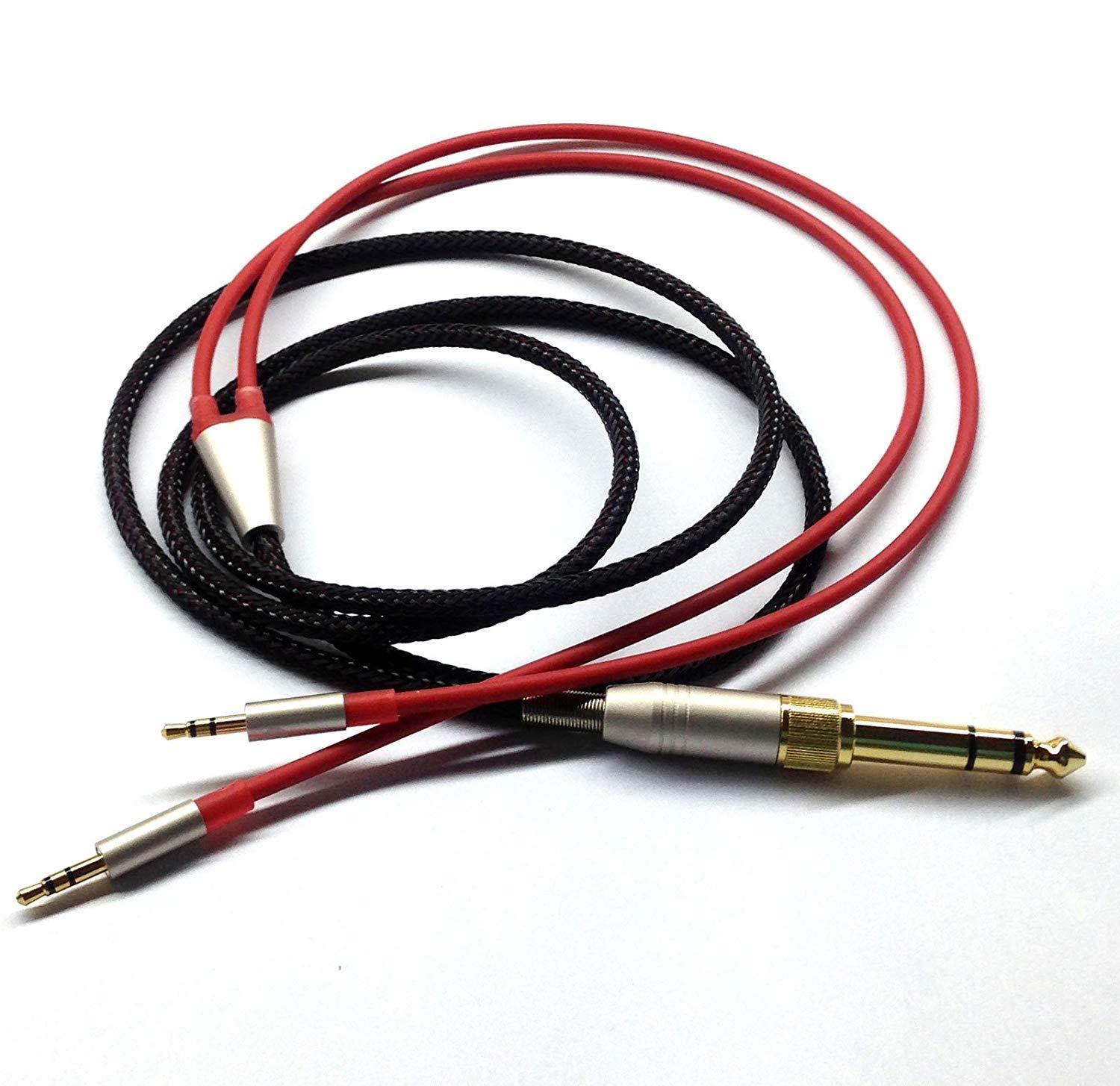 NEOMUSICIA Replacement Cable Compatible with Hifiman HE400S, HE-400I, HE-400i(2.5mm Plug Version), HE560, HE-350, HE1000, HE1000 V2 Headphone 3.5mm & 6.35mm to Dual 2.5mm Jack Male Cord Red 2m/6ft