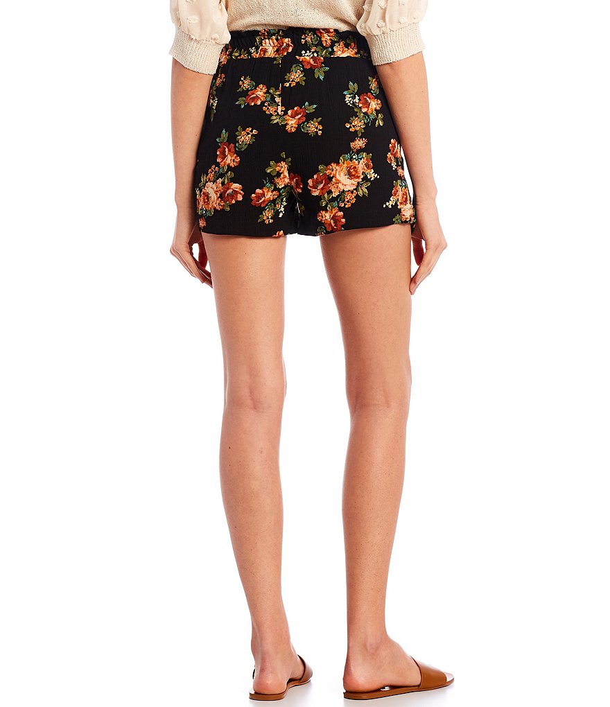 Jolt High-Rise Paperbag Waist Floral Knit Shorts
