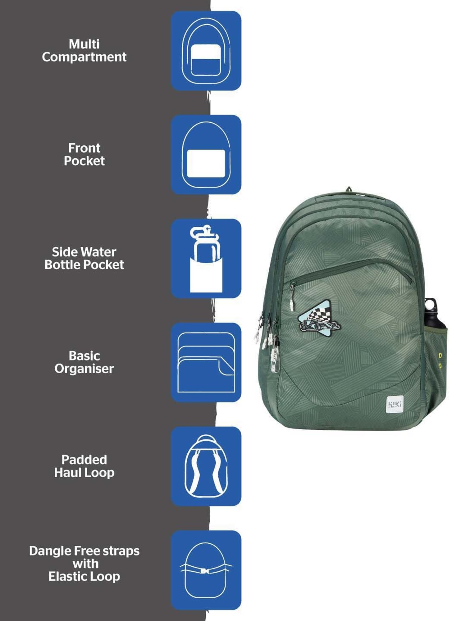 Wiki 37 Ltrs Green Medium Backpack