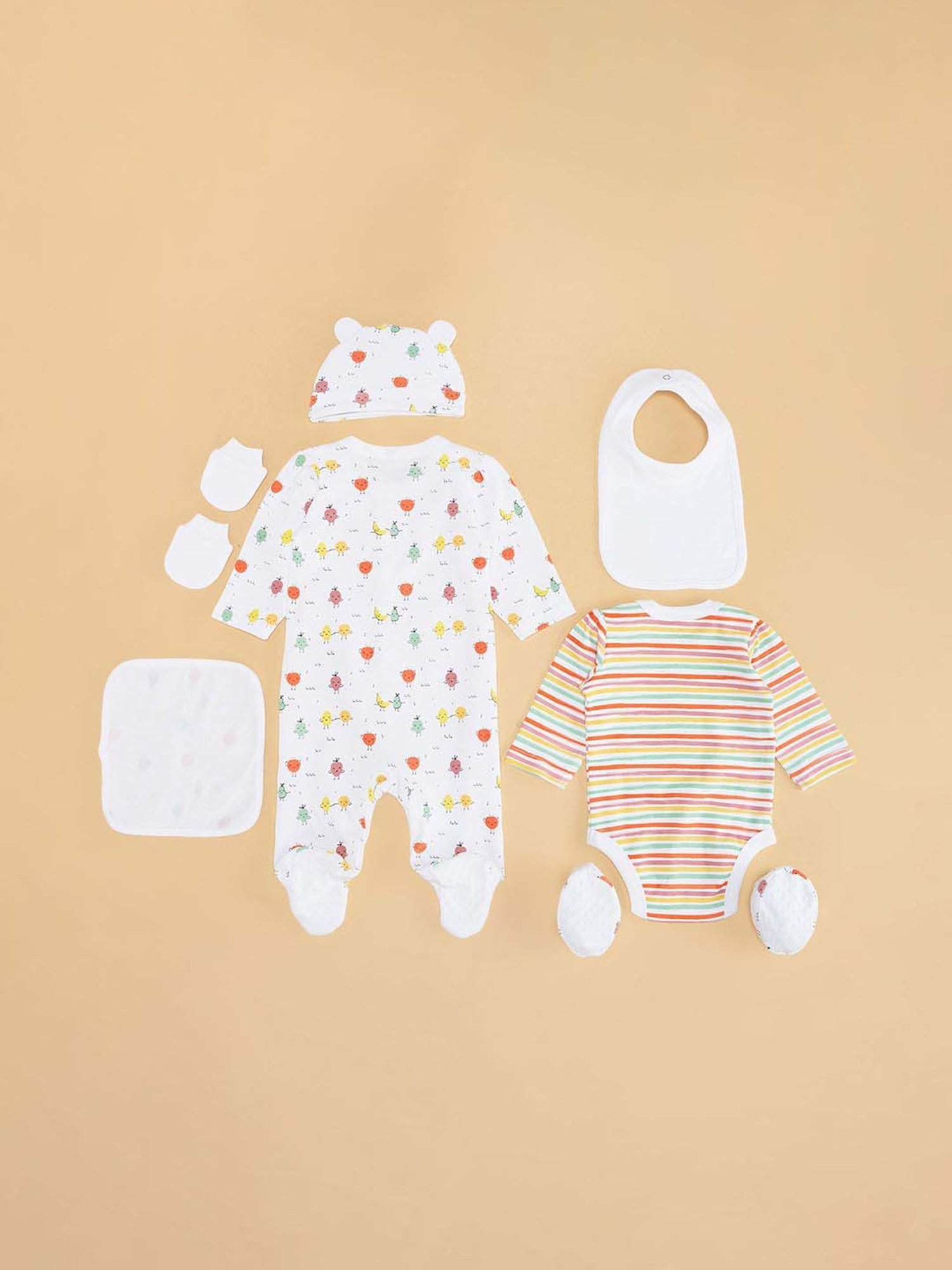 Pantaloons Baby Girls Multicolor Cotton Printed Full Sleeves Clothing Sets