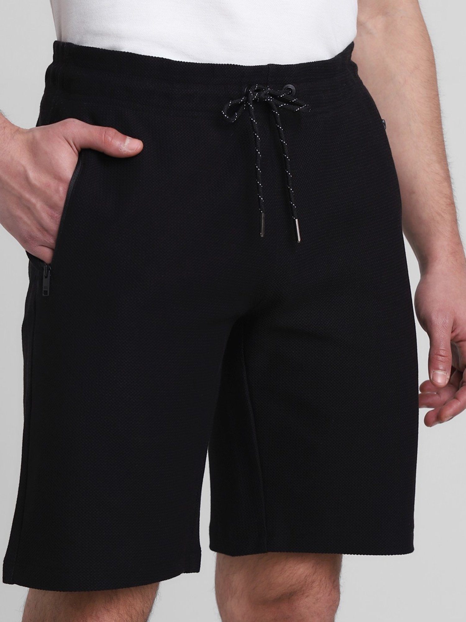 Jack & Jones Jet Black Cotton Regular Fit Shorts