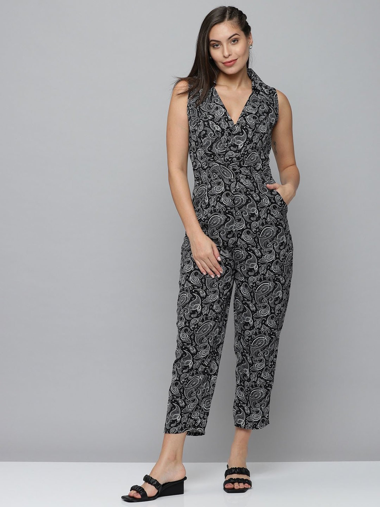 SHOWOFF Black Printed Jumpsuit