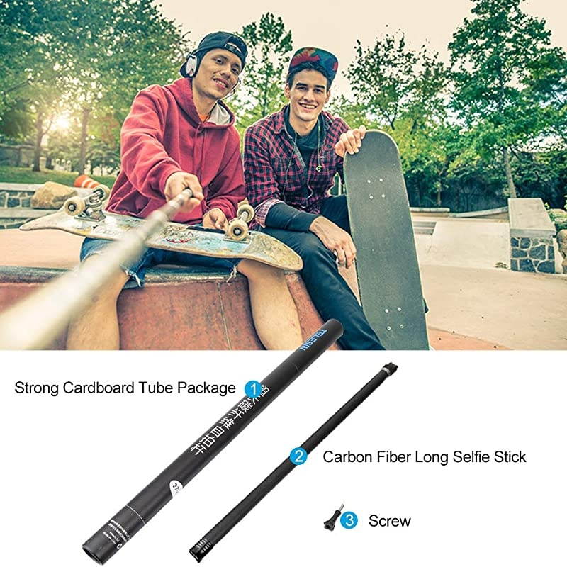 Ultra Long Selfie Stick for GoPro Hero 7 Hero 6 Hero 5 Black 2018 Hero 4 3+ Session DJI OSMO ACTION Camera Extendable at 3 Lengths 22quot 472quot 106quot Carbon Fiber Lightweight Pole Monopod