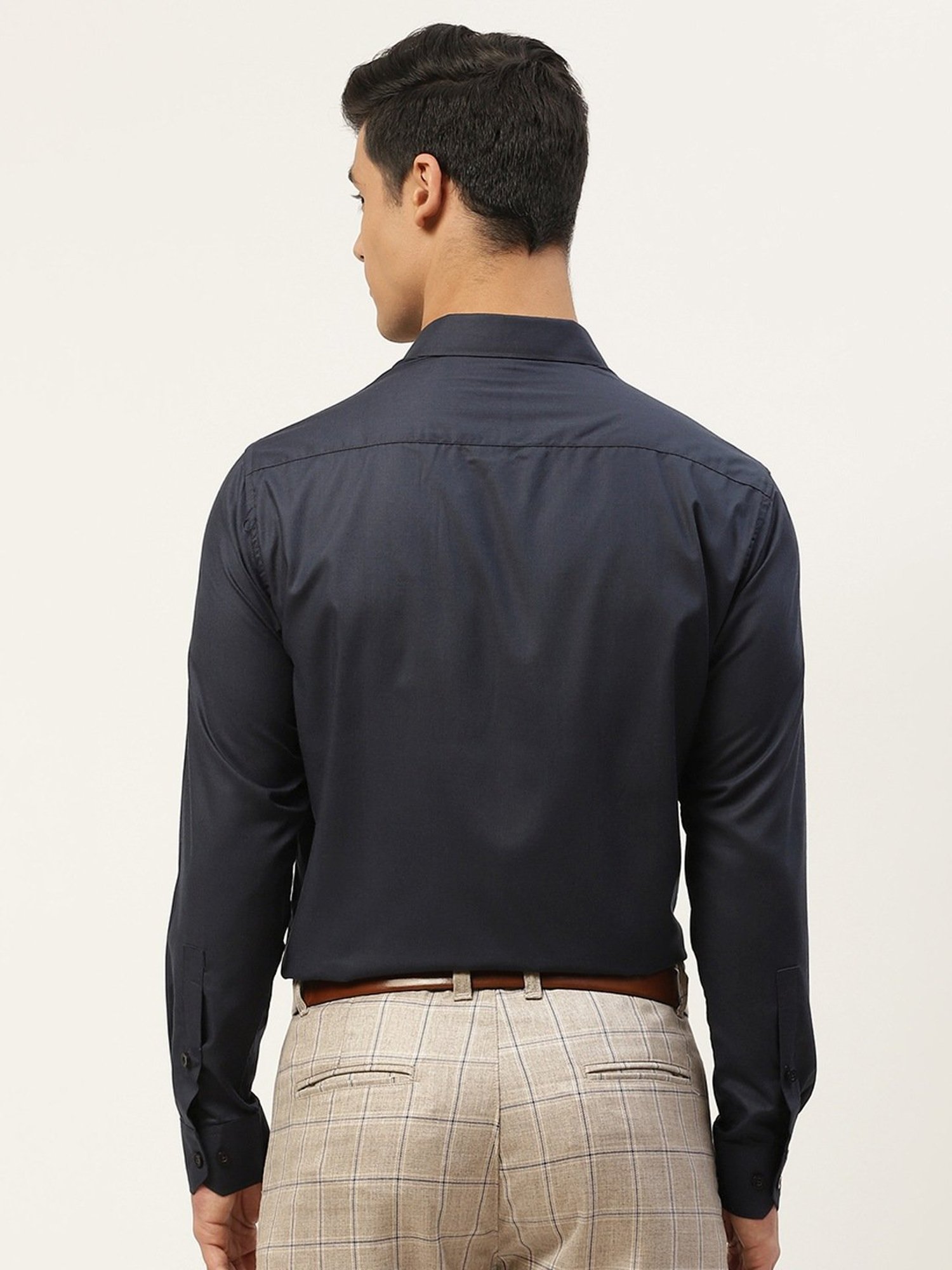 Sojanya Navy Cotton Regular Fit Shirt