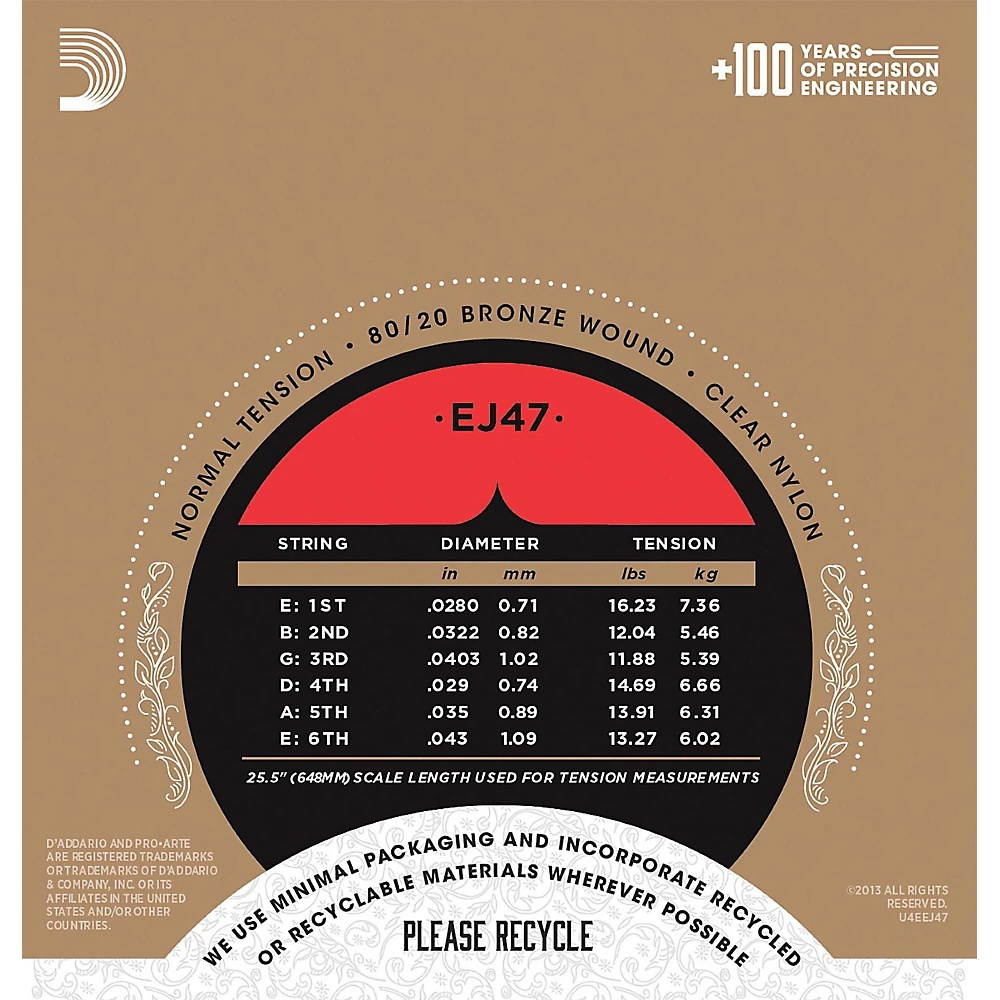 D'Addario EJ47 Pro-Arte 80/20 Bronze Normal Tension Classical Guitar Strings