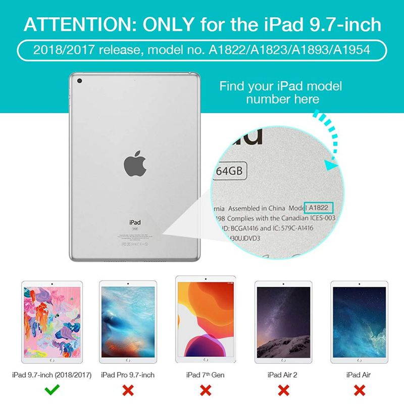 ESR Yippee Trifold Smart Case for iPad 9.7 2018/2017 [A1822, A1823,A1893,A1954](Not for iPad 10.2), Lightweight Smart Cover with Auto Sleep/Wake, Hard Back Cover for iPad 5th/6th Gen, Rose Gold