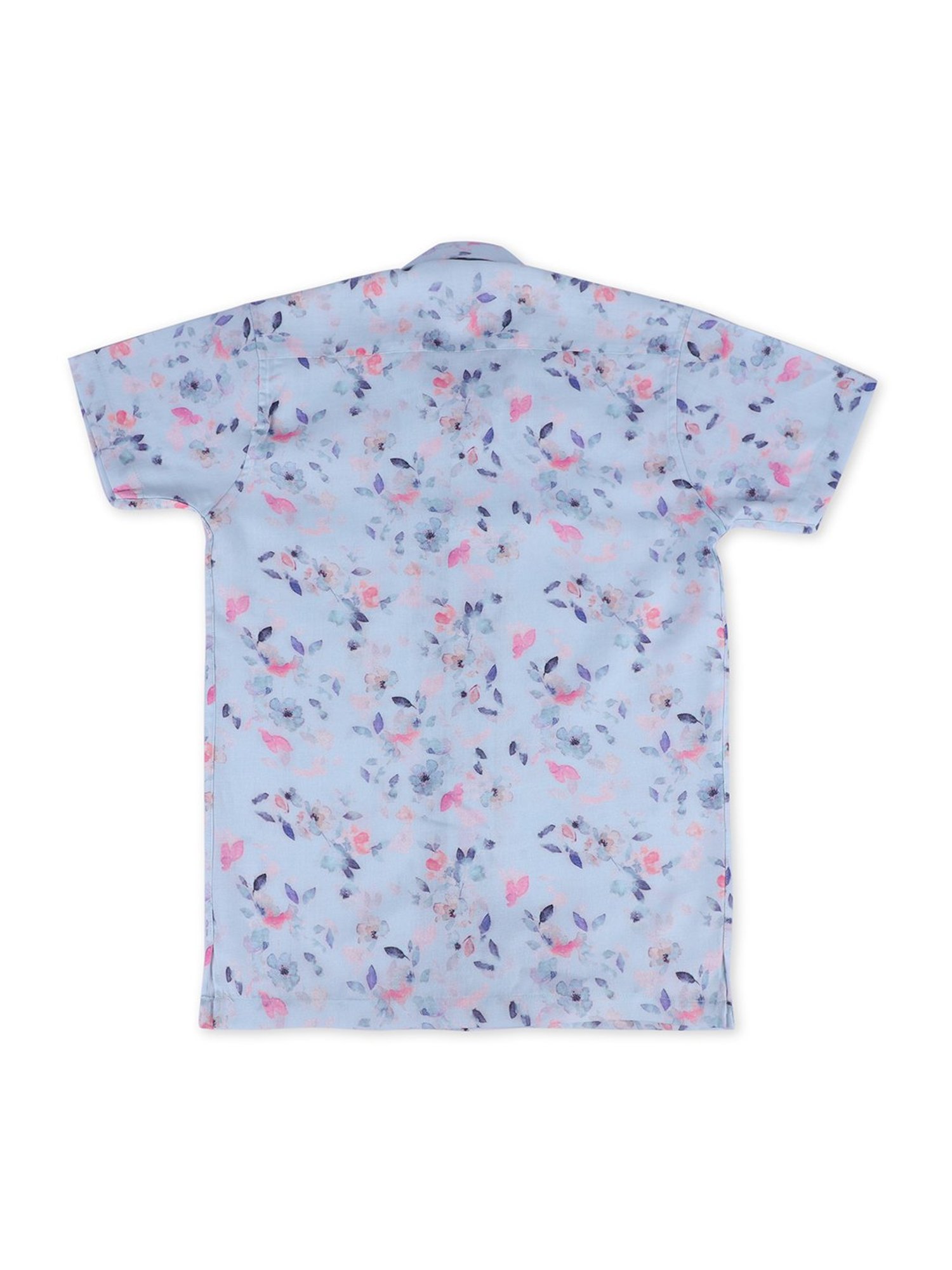 Cavio Kids Sky Blue Floral Print Shirt with T-Shirt