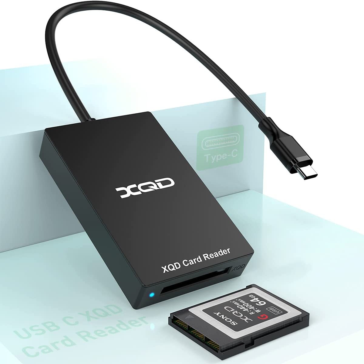 USB C XQD Card Reader,XQD Memoey Reader Compatible with Sony G/M Series USB Mark XQD Card,Lexar 2933x/1400x USB C Mark XQD Card for Windows/Mac OS. 5Gpbs Super Speed Type C XQD Memory Card Reader